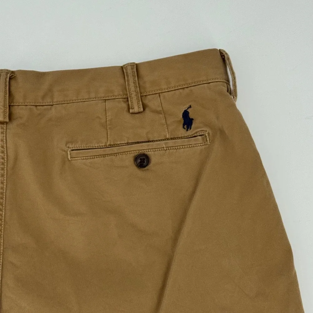 Polo Ralph Lauren Men 36 Tan Khaki Stretch Classic Fit Chino Shorts Cotton Blend